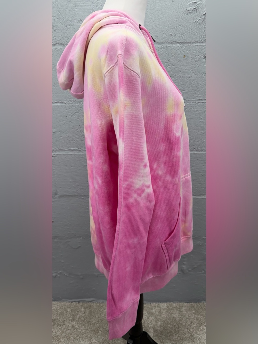 Lincoln Outfitters Women's Pink Yellow Tie-Dye Half Zip Hoodie NWT Size XL - Picture 3 of 12